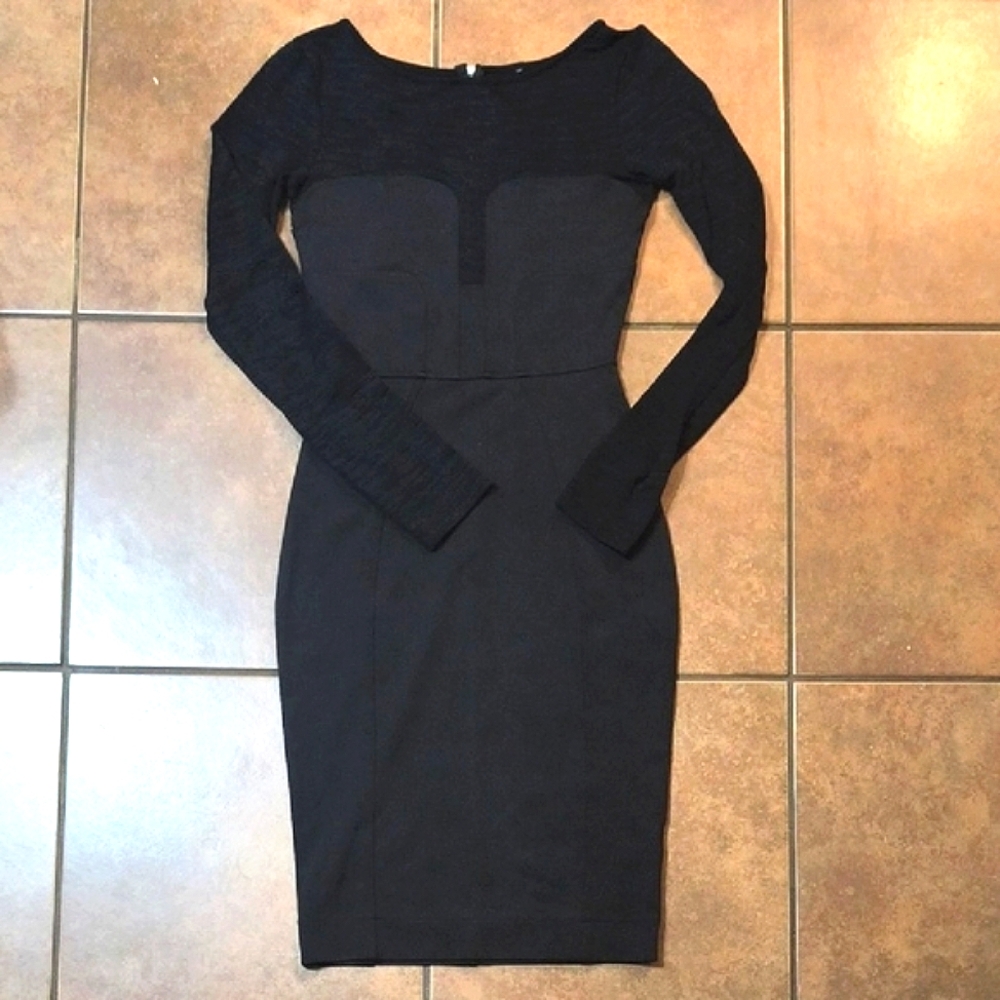French Connection Business Elegant Black Long Sleeve Dress